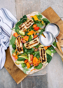 Papaya & halloumi salad with sauerkraut